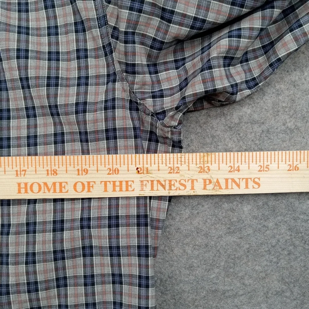 Banana Republic Shirt Mens Large Gray Plaid‎ Button Front Long Sleeve Cotton 16